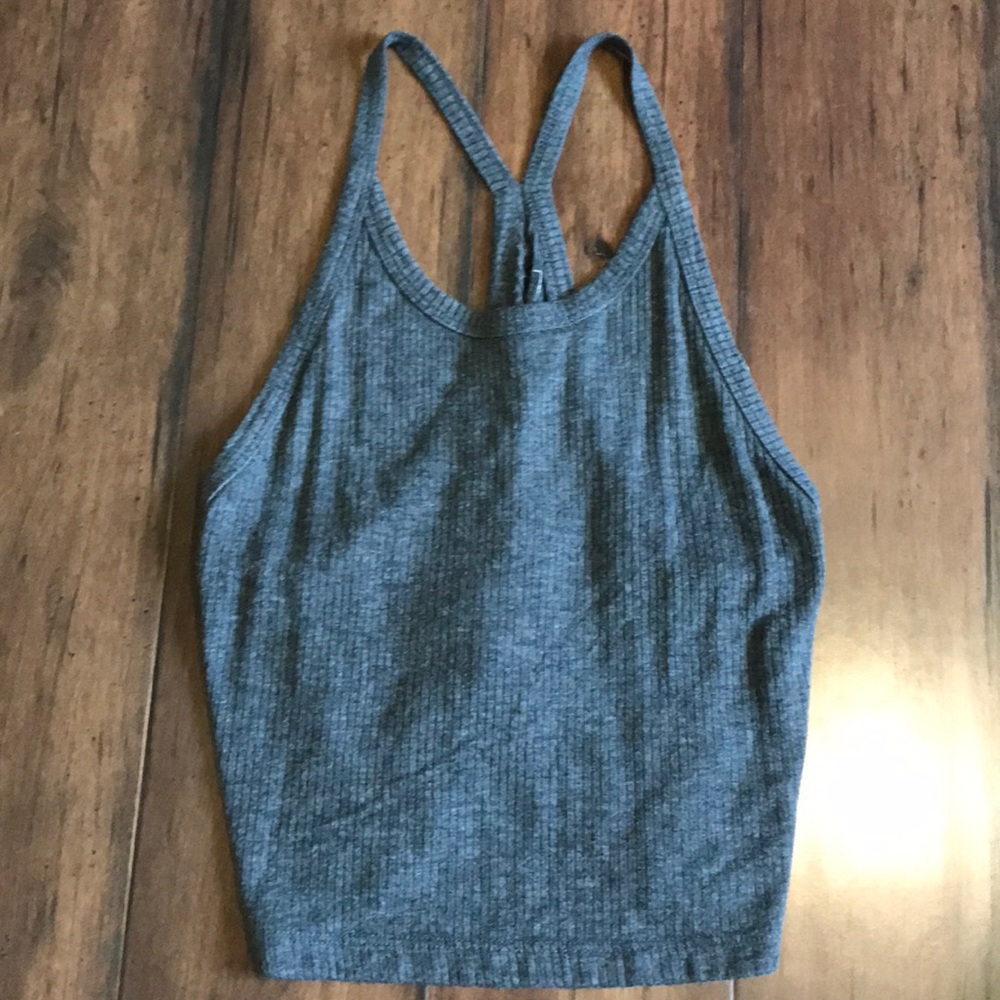 ME TO WE grey racer back tank top crop top